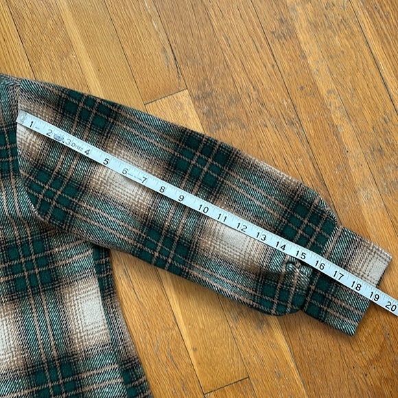 Boohoo Heavyweight Plaid Shacket Forest Green & Brown Shirt Jacket Size 6 - Picture 8 of 9